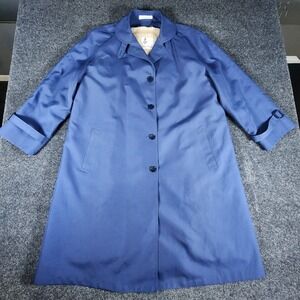 Misty Harbor Vintage Women's Trench Coat Long Jacket Lined Navy Raincoat Size 18